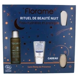 Florame 3-in-1 biologisch hydraterend serum voor een stralende huid 30 ml + biologisch hydraterend nachtcrème-masker 30 ml + gratis scrubspatel