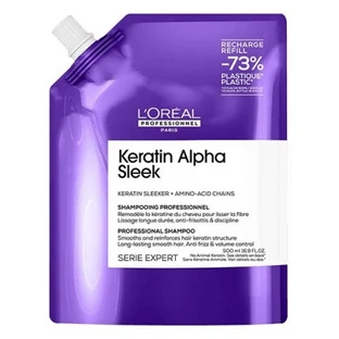 L'Oréal Professionnel Keratin Alpha Sleek – profesjonalny szampon, ekologiczne opakowanie uzupełniające 500 ml