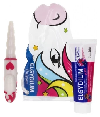 Elgydium Unicorn-reisset voor kinderen van 3 tot en met 6 jaar