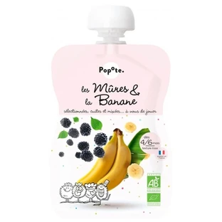 Popote Gourde Bramen- en bananencompote, biologisch, voor baby’s vanaf 4–6 maanden, 120 g