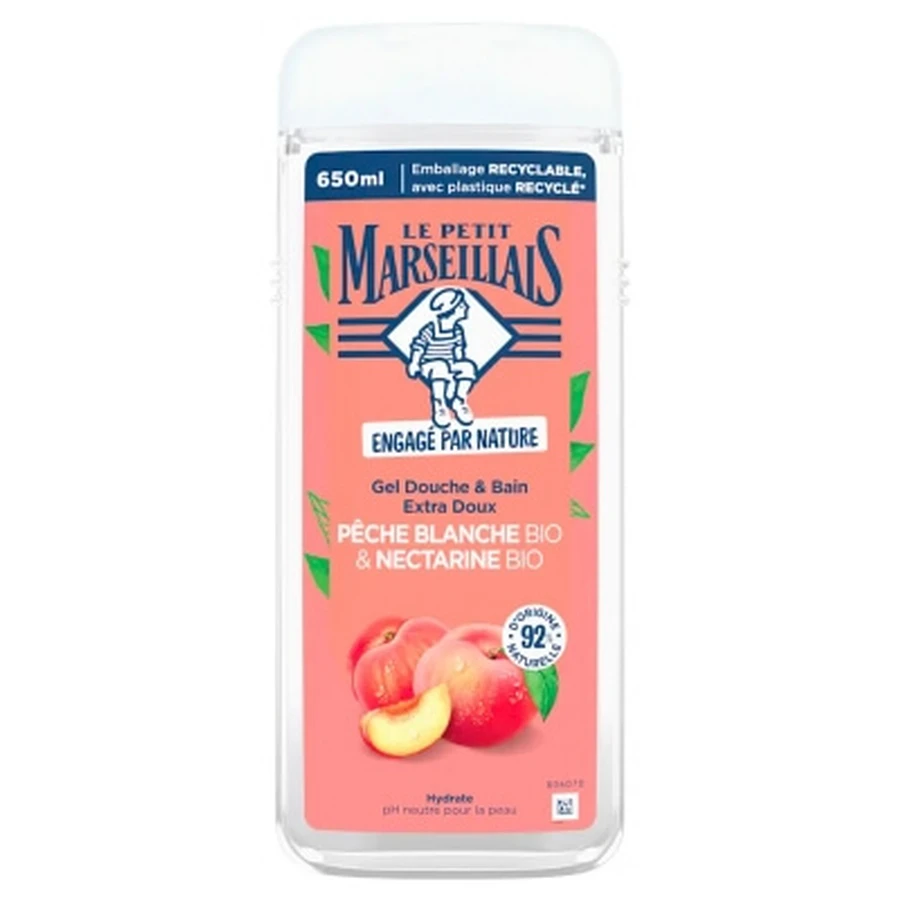 Le Petit Marseillais – wyjątkowo delikatny organiczny żel pod prysznic i do kąpieli o zapachu białej brzoskwini i nektarynki, 650 ml: ceny i cechy