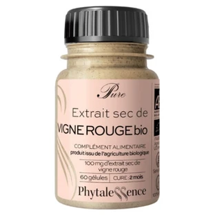 Phytalessence Puur biologisch droog extract van rode druiven, 60 capsules