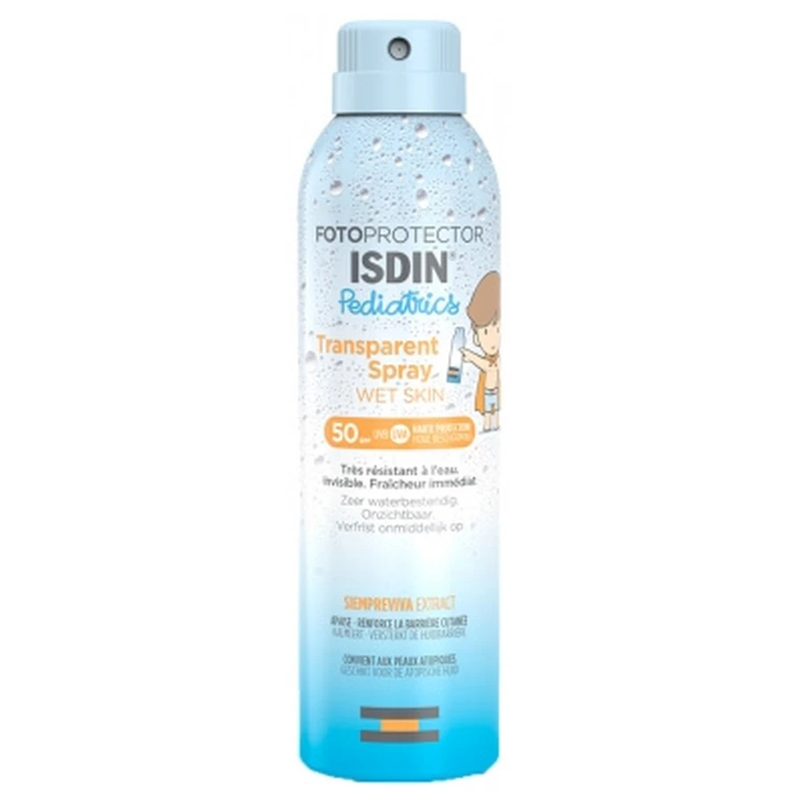 Isdin Fotoprotector Pediatrics Clear Spray für nasse Haut LSF 50, 250 ml