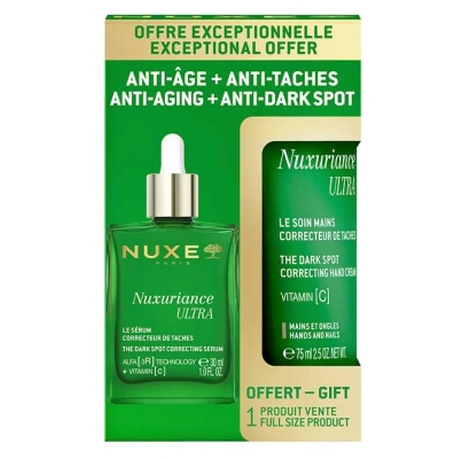 Nuxe Nuxuriance Ultra – serum korygujące przebarwienia 30 ml + krem do rąk korygujący przebarwienia 75 ml (w prezencie): ceny i cechy