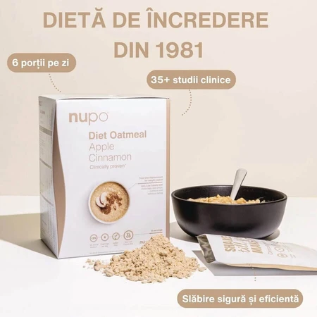 Diät-Haferflocken mit Äpfeln und Zimt, 12 Beutel à 32 g, Nupo