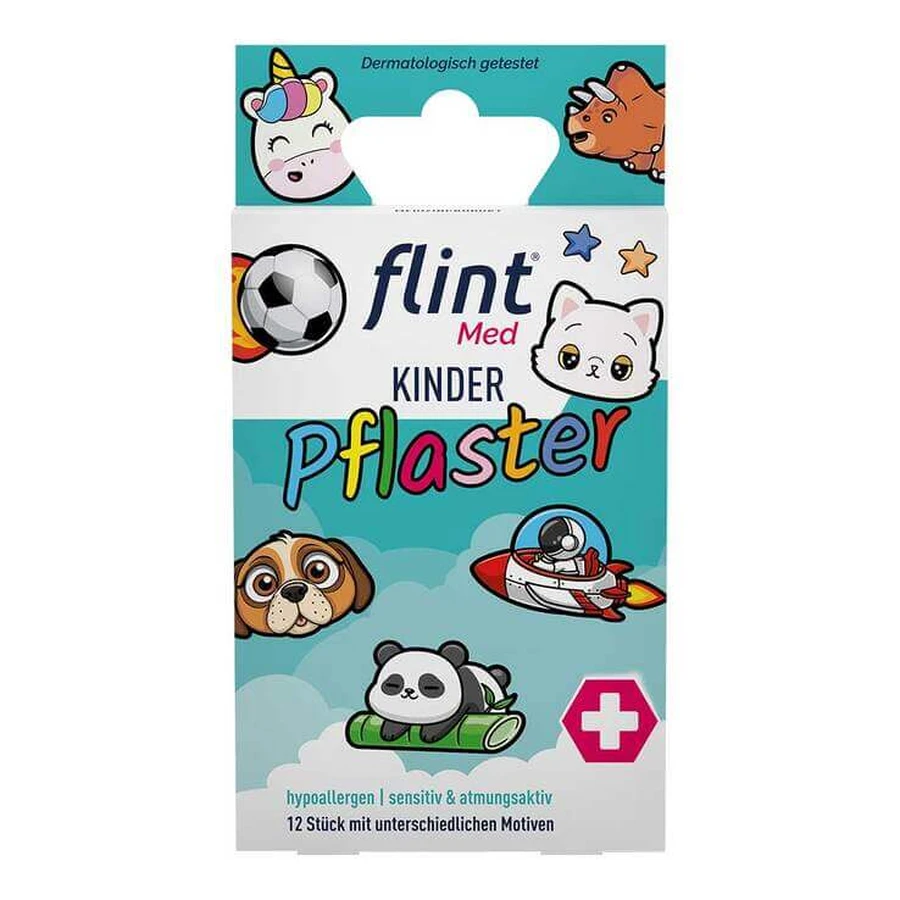 Pansements pour enfants Flint Med, 13 x 22 mm, hypoallergéniques, pour peaux sensibles, lot de 12 pansements