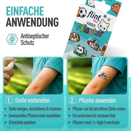 Pansements pour enfants Flint Med, 13 x 22 mm, hypoallergéniques, pour peaux sensibles, lot de 12 pansements