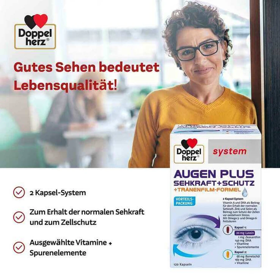 Doppelherz System Eyes Plus Vision + Protection, capsule, 3 confezioni da 120 capsule