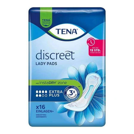 TENA® – dyskretne wkładki higieniczne dla kobiet Extra Plus na nietrzymanie moczu, opakowanie zawierające 16 sztuk: ceny i cechy