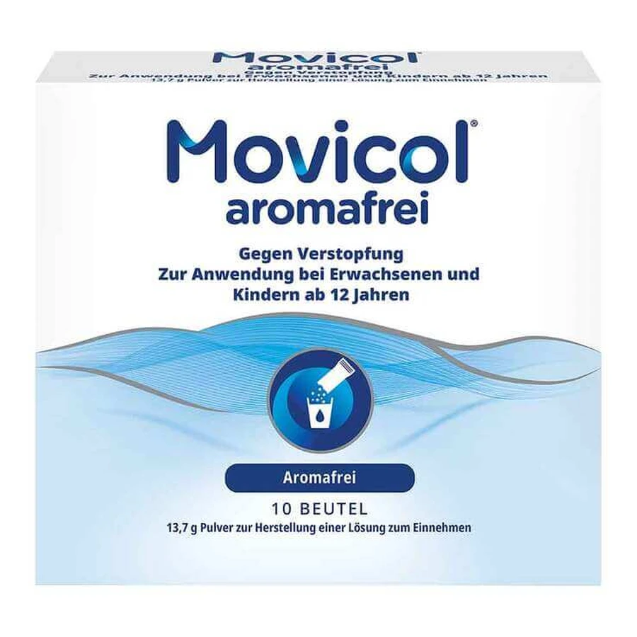 Movicol fără aromă, pulbere pentru prepararea unei soluții orale MP, 10 bucăți pulbere pentru prepararea unei soluții orale