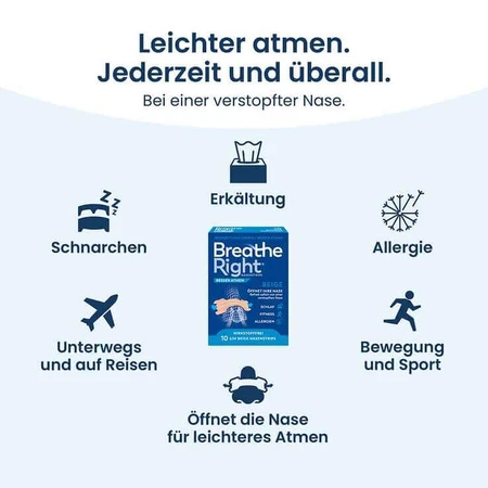 Breathe Better Breathe Right® neusstrips, standaard beige, 10 strips