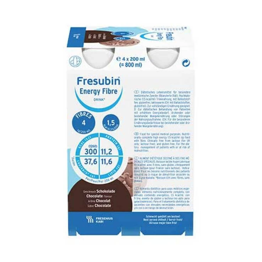 Fresubin Energy Fibre Drink o smaku czekoladowym, butelka, 6 x 4 x 200 ml roztworu: ceny i cechy