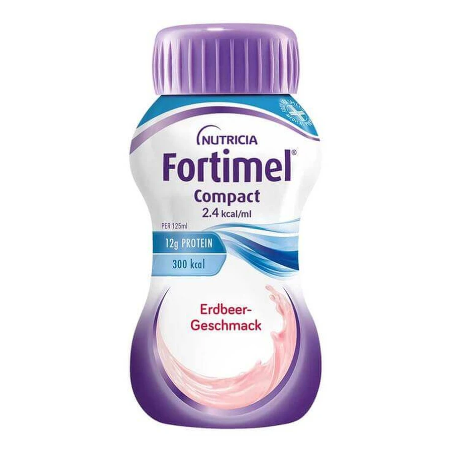 Fortimel Compact 2,4 met aardbeiensmaak, 8 x 4 x 125 ml vloeistof