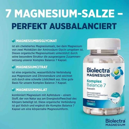 Biolectra Magnesium Complex Balance 7 cápsulas, 120 cápsulas