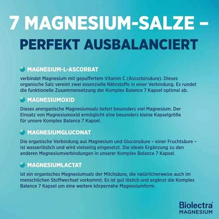 Biolectra Magnesium Complex Balance 7 cápsulas, 120 cápsulas