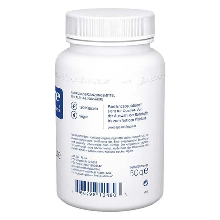 Gélules d'acide alpha-lipoïque Pure Encapsulations, 100 mg, 120 gélules