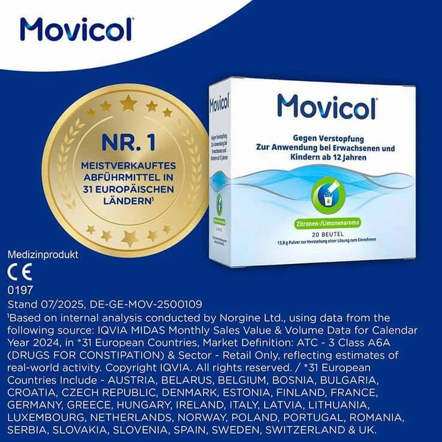 MOVICOL® Beutel Pulver – schnelle Hilfe bei Verstopfung, 10 St Pulver zur Herstellung einer Lösung zum Einnehmen