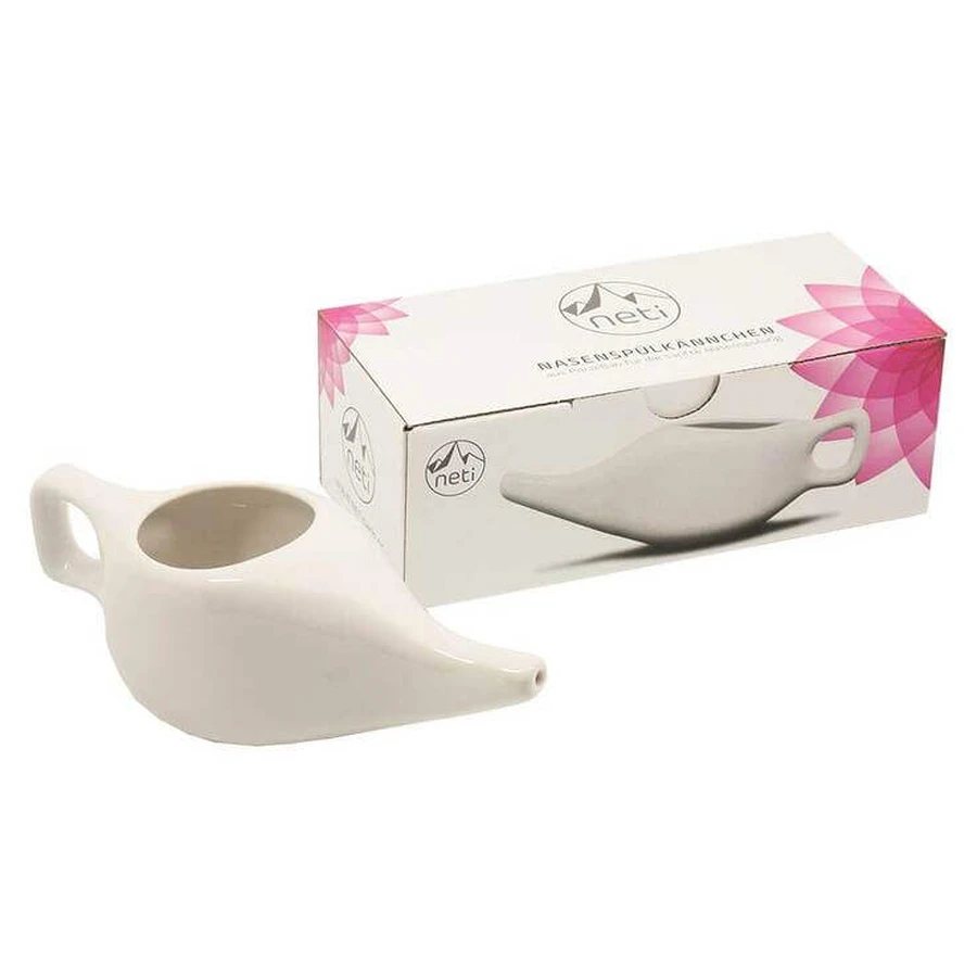 Nasal Rinse Pot, Neti Pot, White Porcelain, 1 pc. (as is)