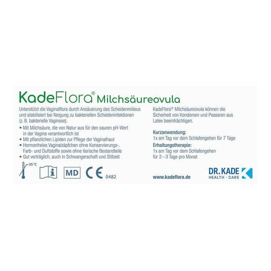 Kadeflora Lactic Acid Ovules, 14 Vaginal Suppositories