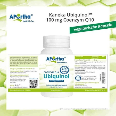 Aportha Kaneka Ubiquinol 100mg Coenzym Q10 vegetarische Kapseln, 60 St Kapseln