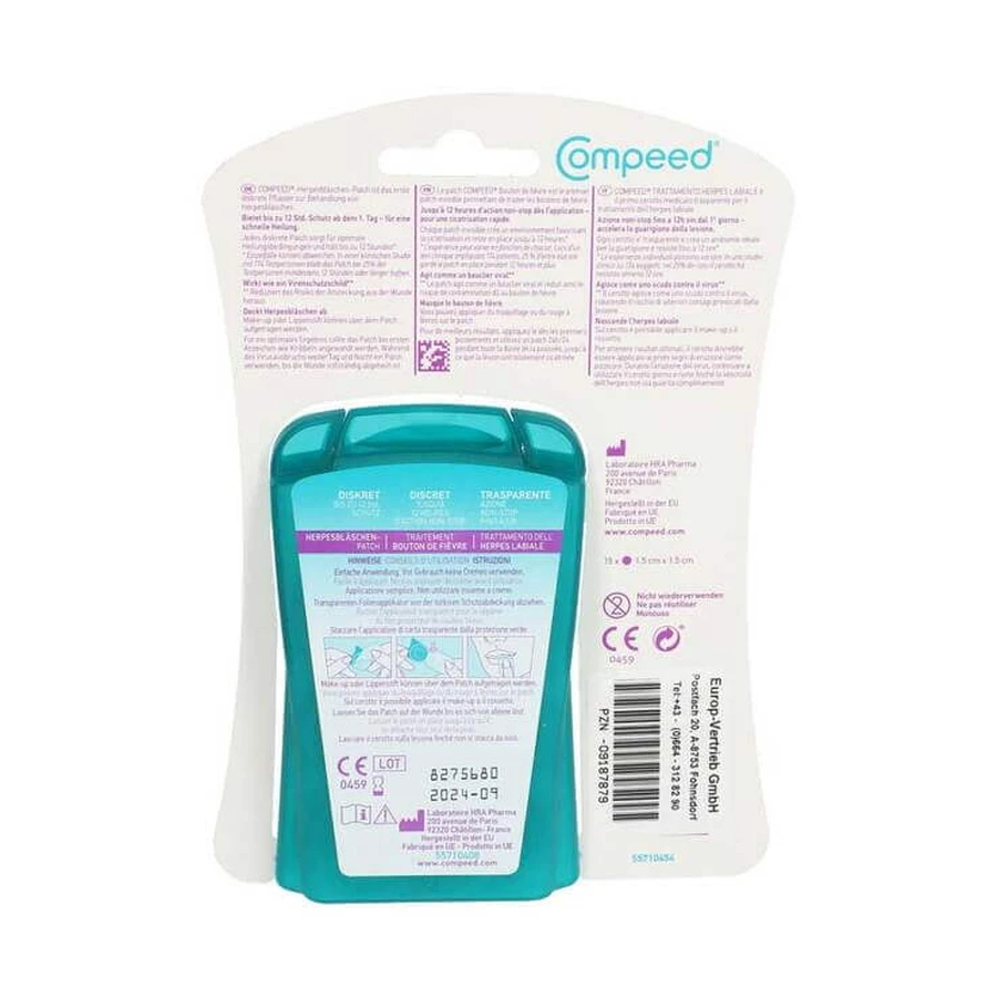 Parches para el herpes labial Compeed, 15 parches