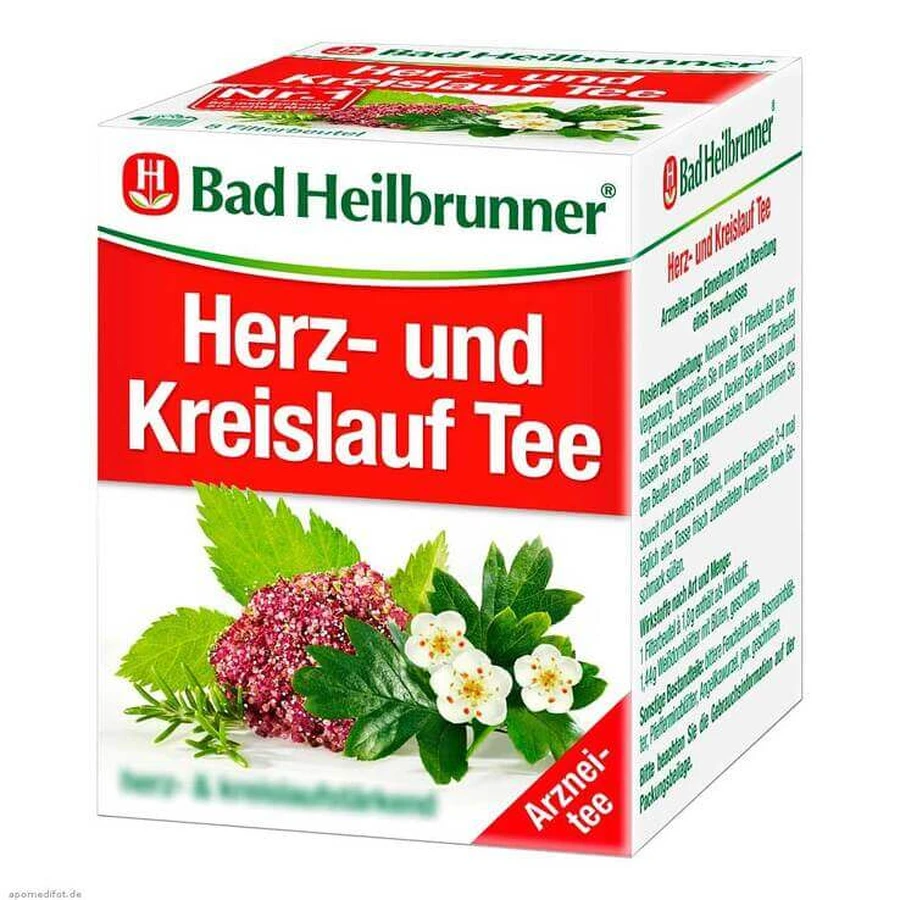 Thé « Heart & Circulation N » de Bad Heilbrunner, 8 sachets de 1,5 g