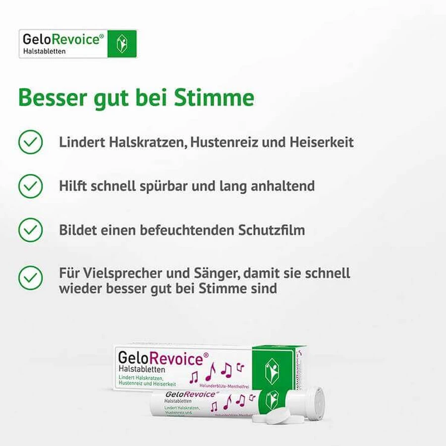 GeloRevoice Throat Lozenges with Elderflower (Menthol-Free) for Hoarseness, 3 x 20 Lozenges