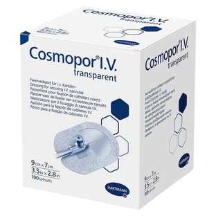 Cosmopor® I.V. Przezroczysty opatrunek mocujący, 7 x 9 cm, sterylny, 100 sztuk