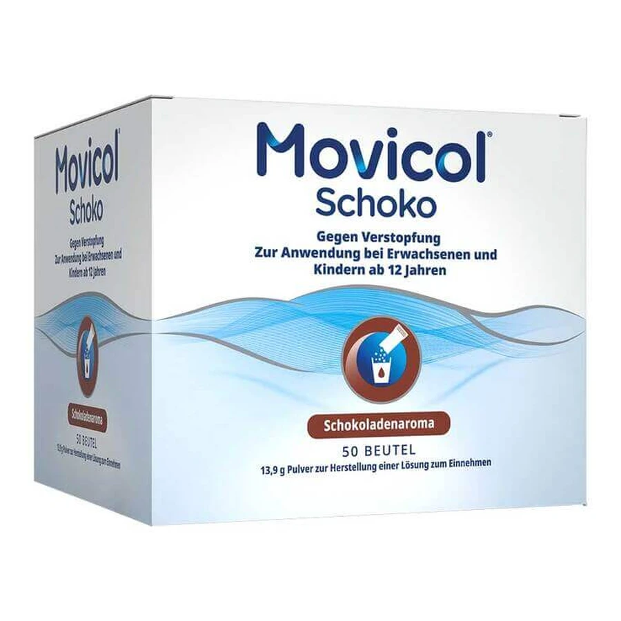 Movicol Chocolate en polvo para solución oral, 50 sobres de polvo para preparar una solución oral