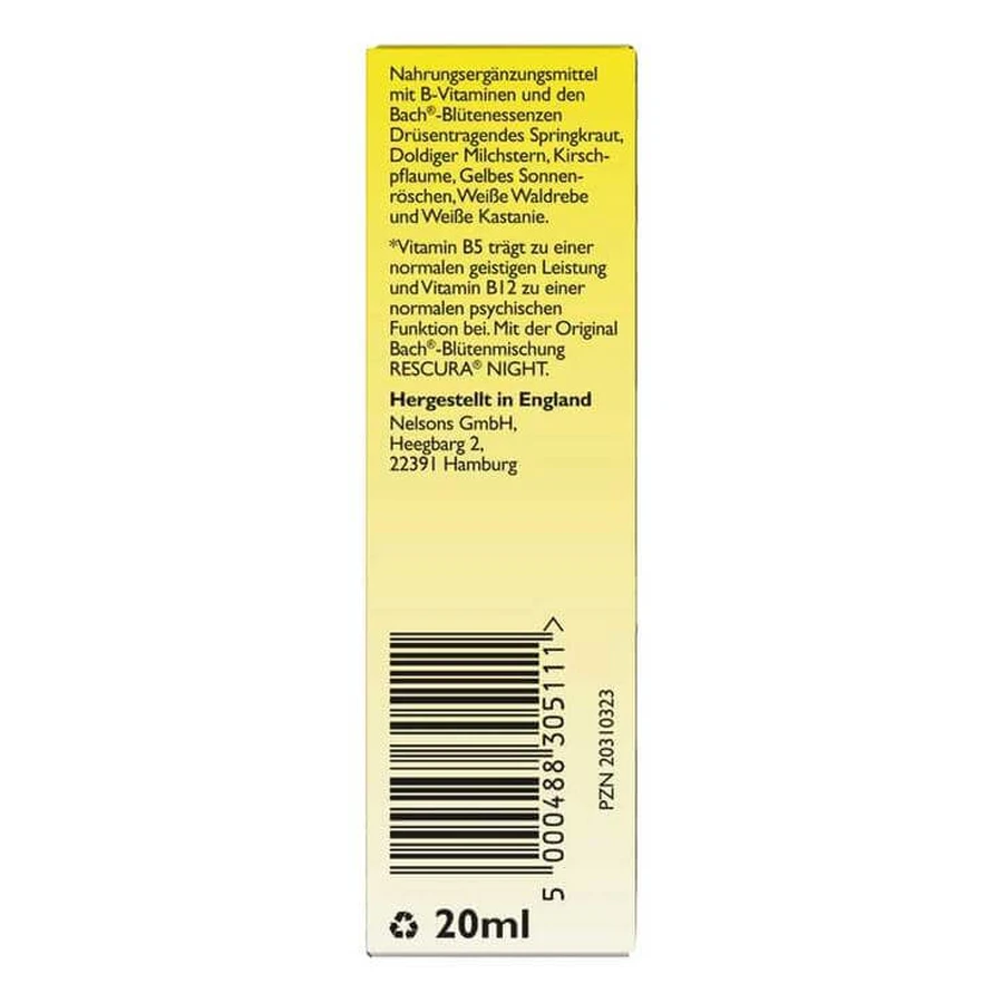 Bachblüten Rescura Night Tropfen alkoholfrei, 20 ml Tropfen