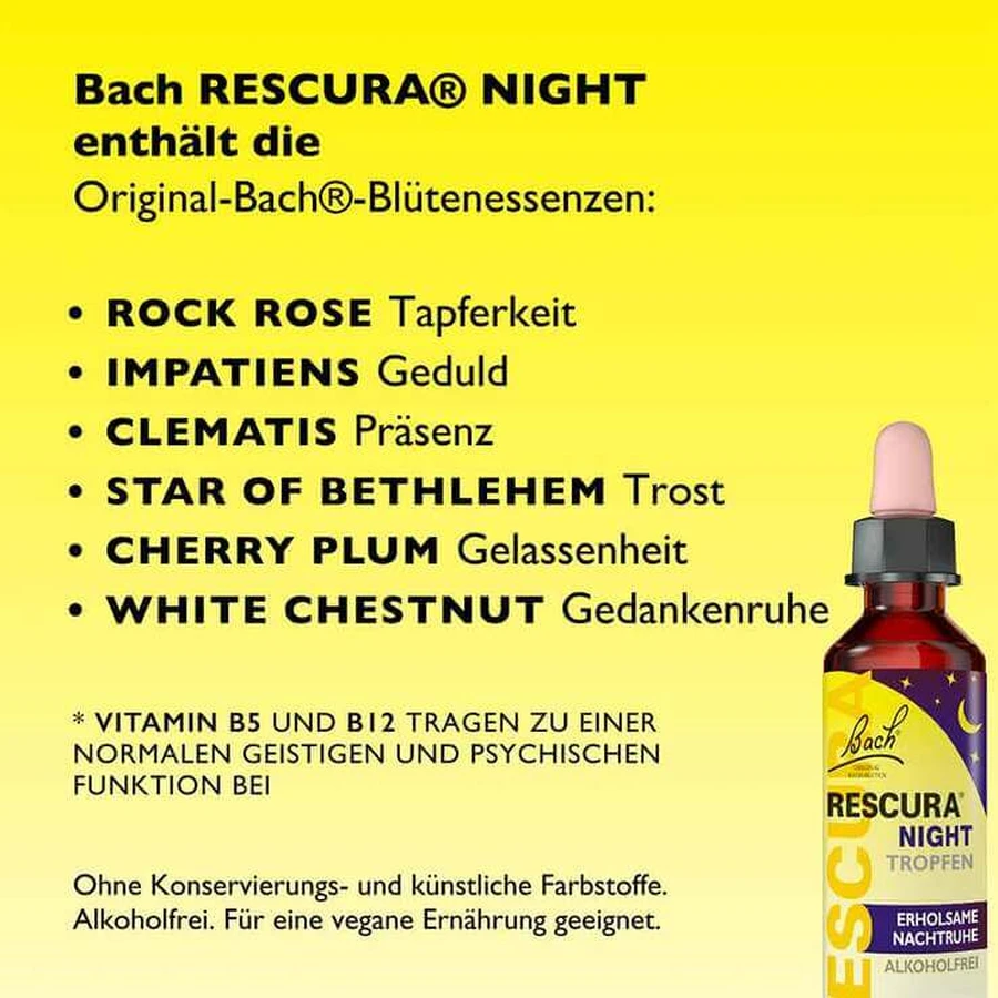 Bachblüten Rescura Night Tropfen alkoholfrei, 20 ml Tropfen