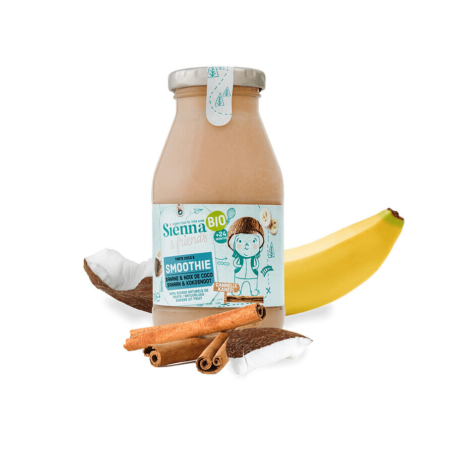 Organic banana, coconut and cinnamon smoothie, 24 months +, 200 ml, Sienna & friends