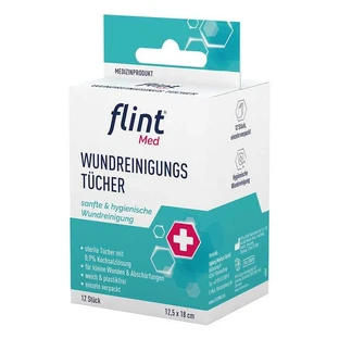 Flint Med Sterile Wound Cleansing Wipes, 12.5 x 18 cm, 20 wipes