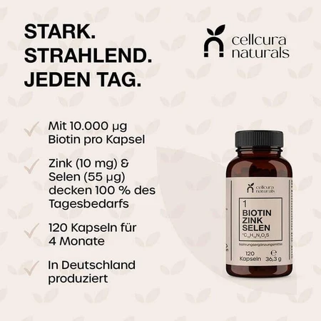 Cápsulas de biotina, zinc y selenio, 120 cápsulas