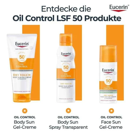 Eucerin Sun Gel-Crema Corporal Control de Grasa SPF 50+, 2 x 200 ml de crema