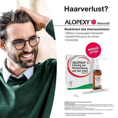 Alopexy 5% oplossing, 3 x 60 ml oplossing