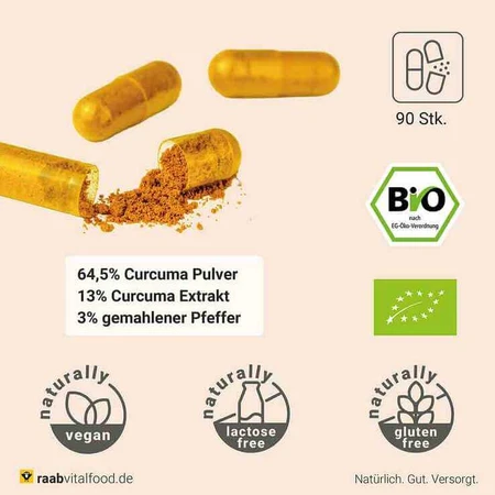 Raab Vitalfood Organic Turmeric Extract Capsules, 90 capsules