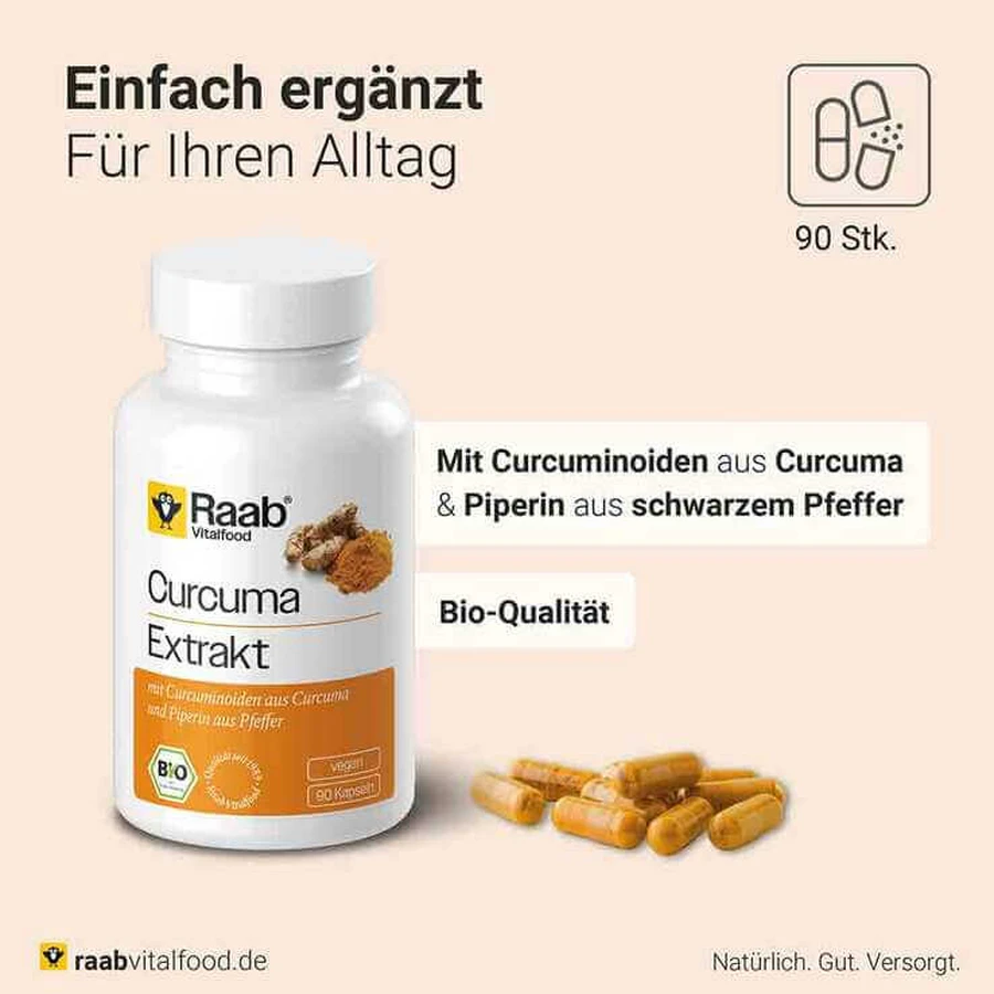 Raab Vitalfood Organic Turmeric Extract Capsules, 90 capsules