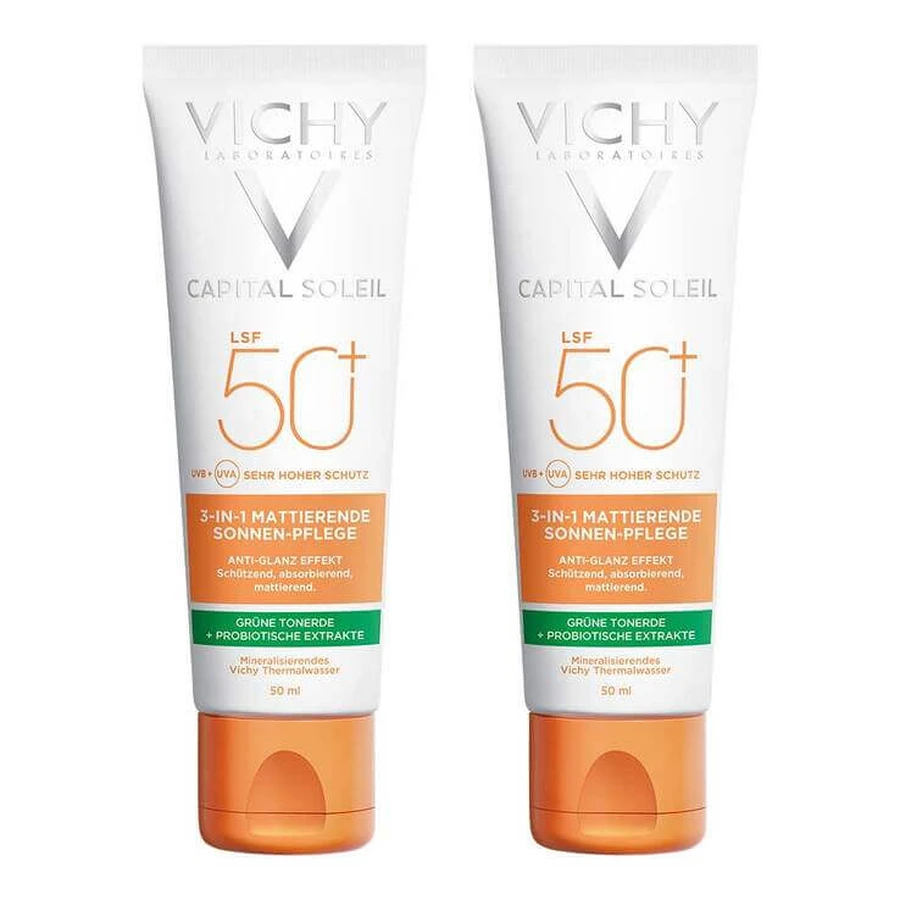 Vichy Capital Soleil Matte – krem przeciwsłoneczny SPF 50+, 2 x 50 ml: ceny i cechy