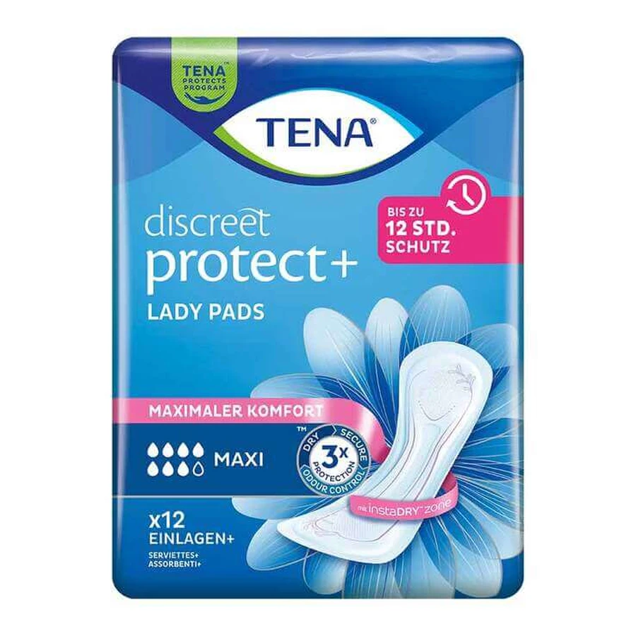 TENA® Discreet Maxi Pads for Incontinence, 12 x 12 Pads