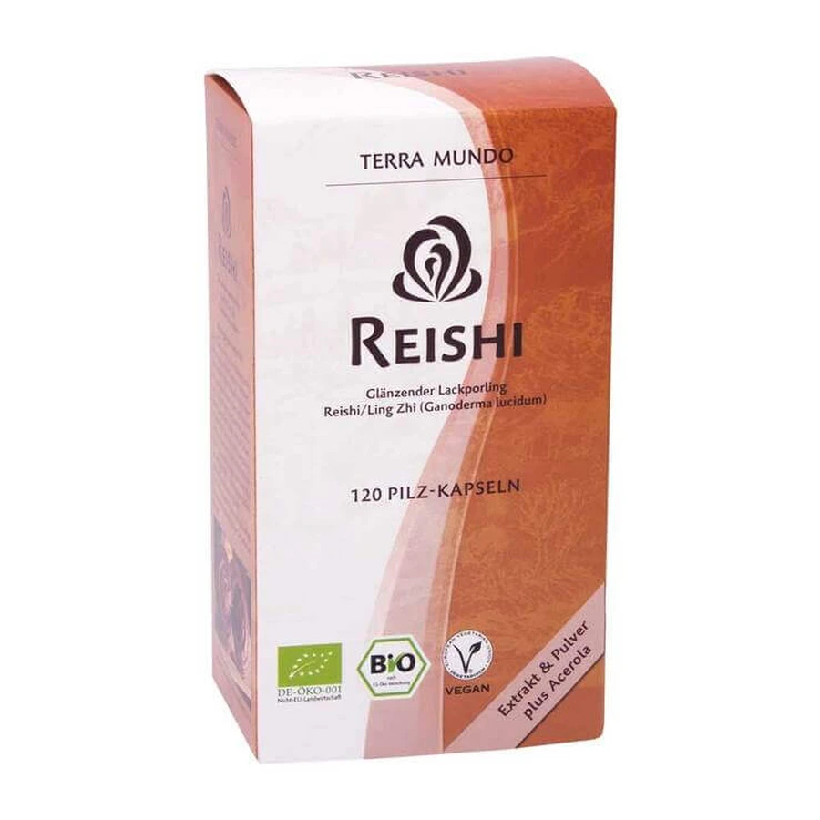 Reishi-geneeskrachtige paddenstoel, biologisch, Terra Mundo-capsules, 120 capsules