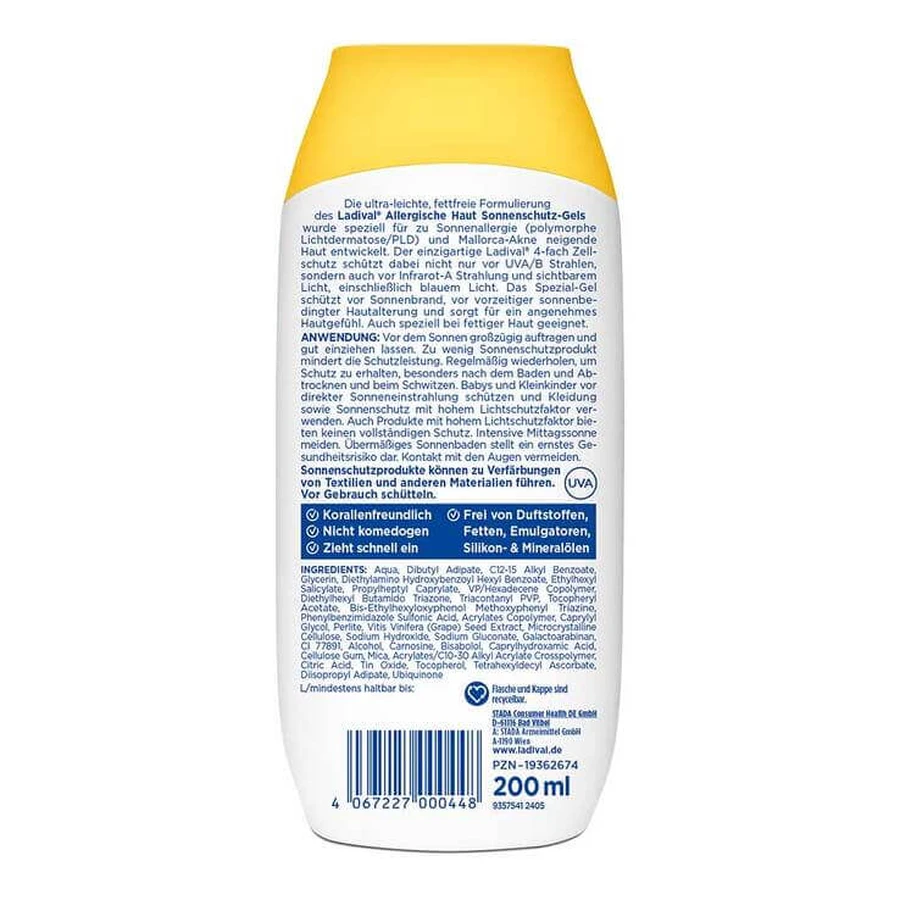 Ladival Sun Protection Gel for Sensitive Skin SPF 30, 2x200 ml gel