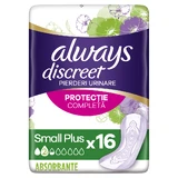 Compresas para la incontinencia urinaria Always Discreet Small Plus, 16 unidades, P&G