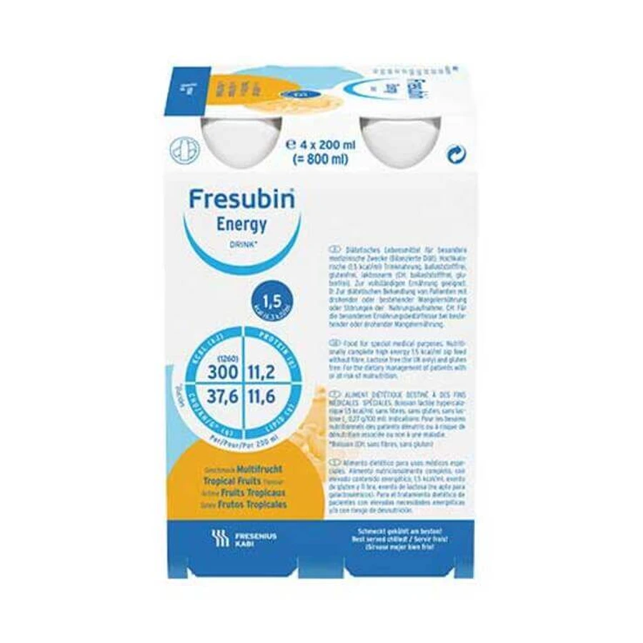 Fresubin Energy Drink Multifrucht Trinkflasche, 4X200 ml Lösung