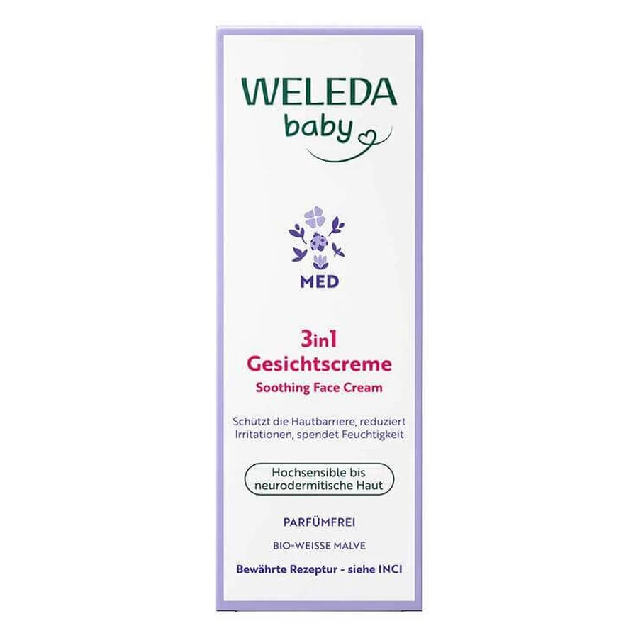 Weleda baby 3 în 1 Cremă de față cu nalbă albă, 50 ml Cremă
