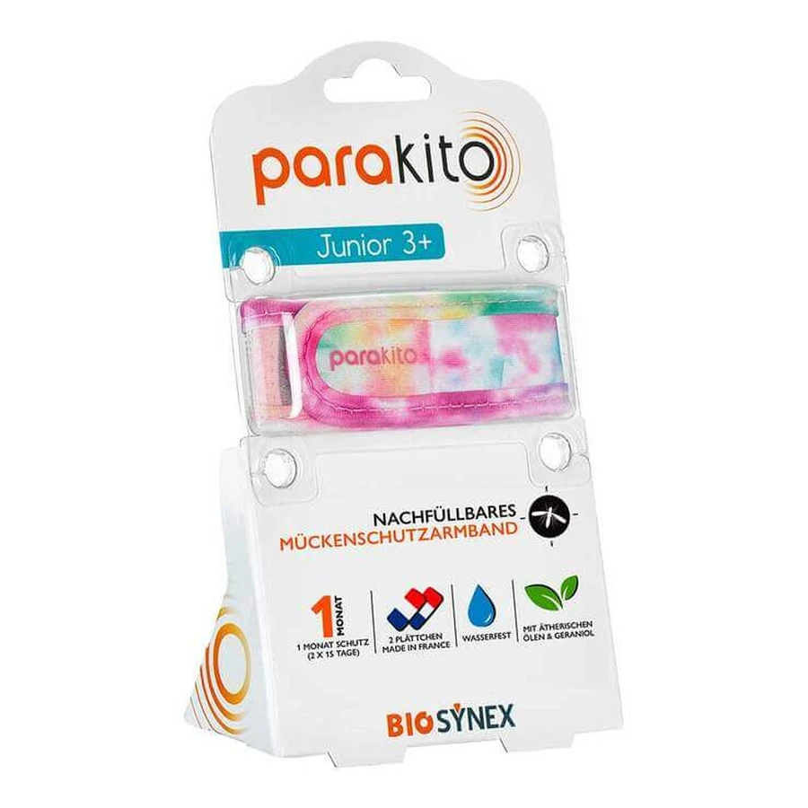 Opaska na nadgarstek Para Kito chroniąca przed komarami dla dzieci, wzór tie-dye, 1 szt. (do wyczerpania zapasów): ceny i cechy