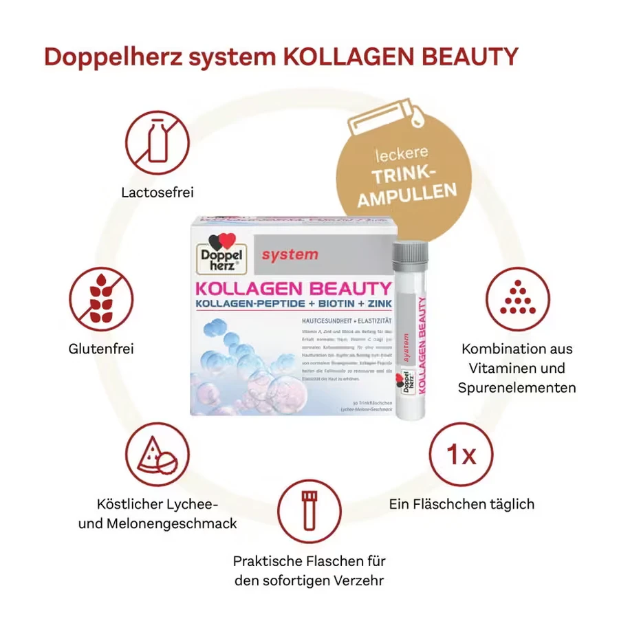 Doppelherz Collagen Beauty System Drink Vials, 2 x 30 ampoules