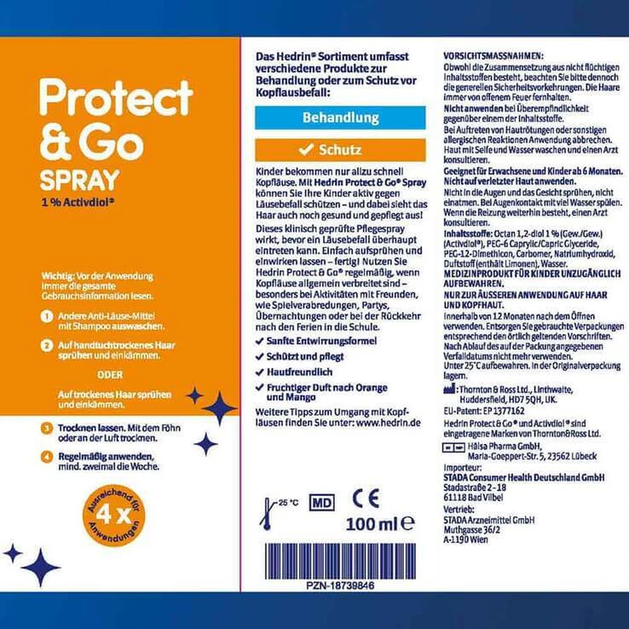 Hedrin Protect & Go-spray, 100 ml spray