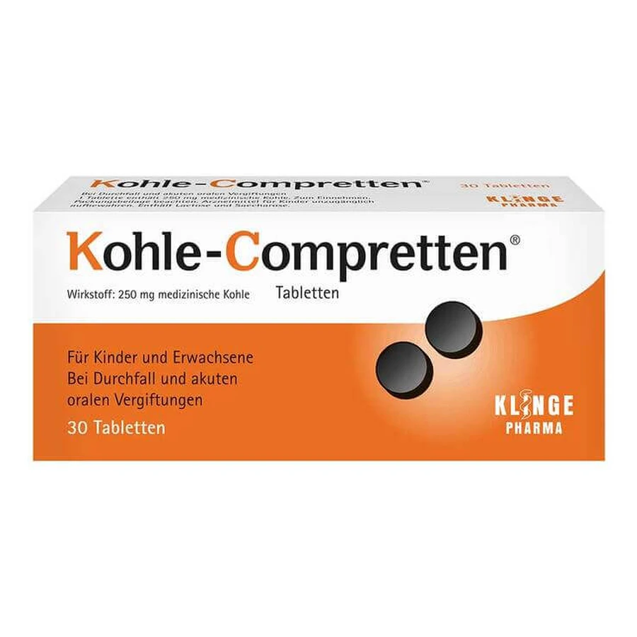 Charcoal Compretten Tablets, 30 tablets