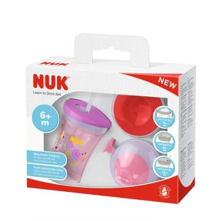 Evolution Cup-trainingsset, roze, zeedieren, vanaf 6 maanden, Nuk